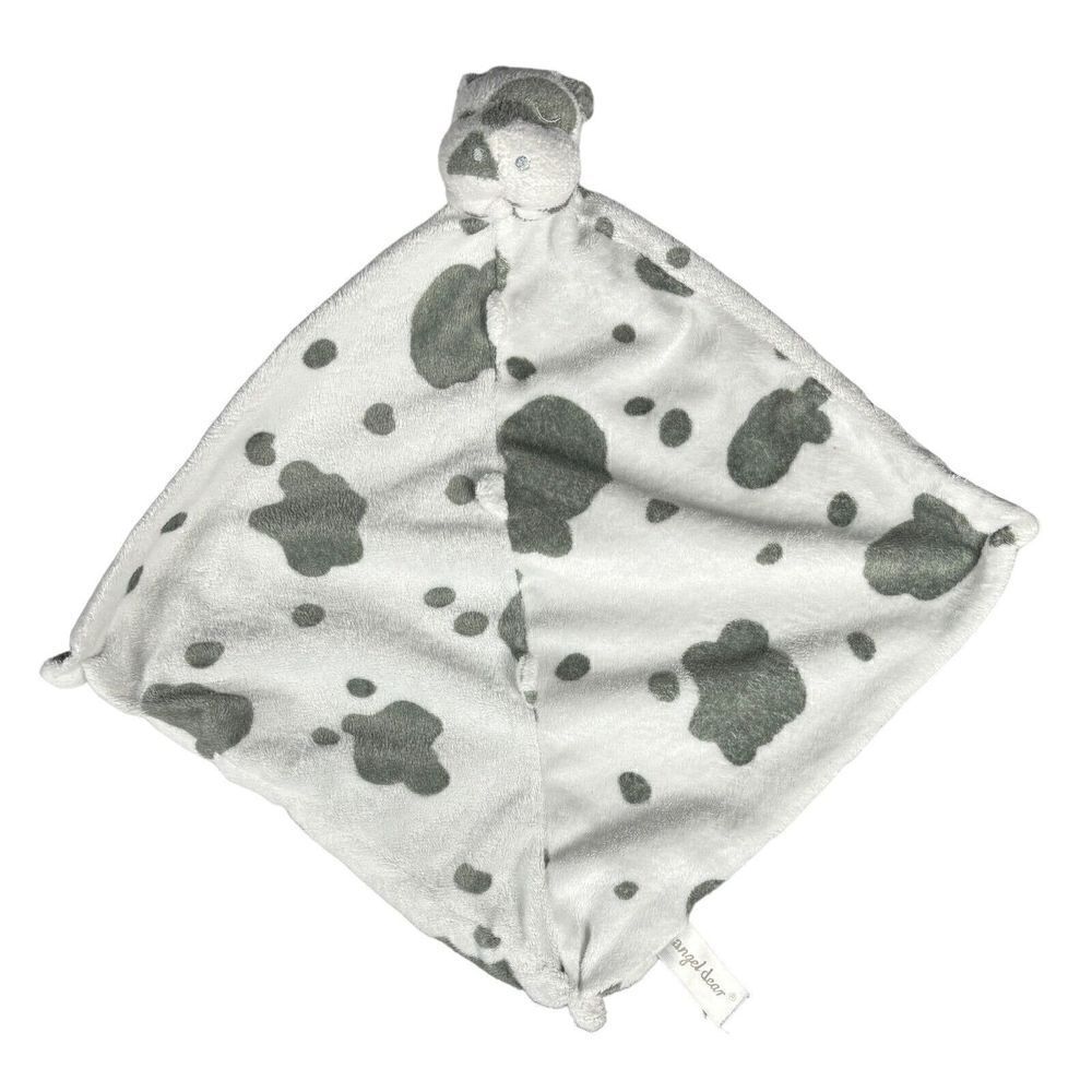 Angel Dear Cow Lovey Security Blanket White Gray Spotted Baby Soother Infant